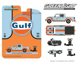 Greenlight Indonesia Exclusive Gulf 2020 Jeep Gladiator Rubicon w/Motorcycle