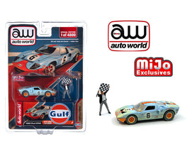 Auto World M&J Exclusive Gulf '65 Ford GT40 "Dirty Version" w/Flagman Figure