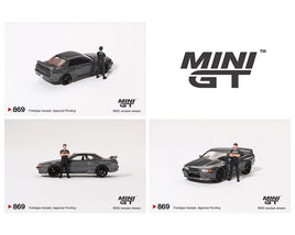 Mini GT #869 Nissan GT-R R32 Gunmetal W/ Matsuda figure