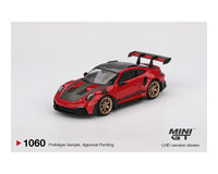 Mini GT #1060 Porsche 911 GT3 RS Weissach, Red.  .