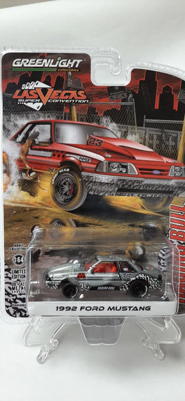 Greenlight 2024 Las Vegas Super Con '92 Ford Mustang Drag Car "Raging Bull" RAW CHASE